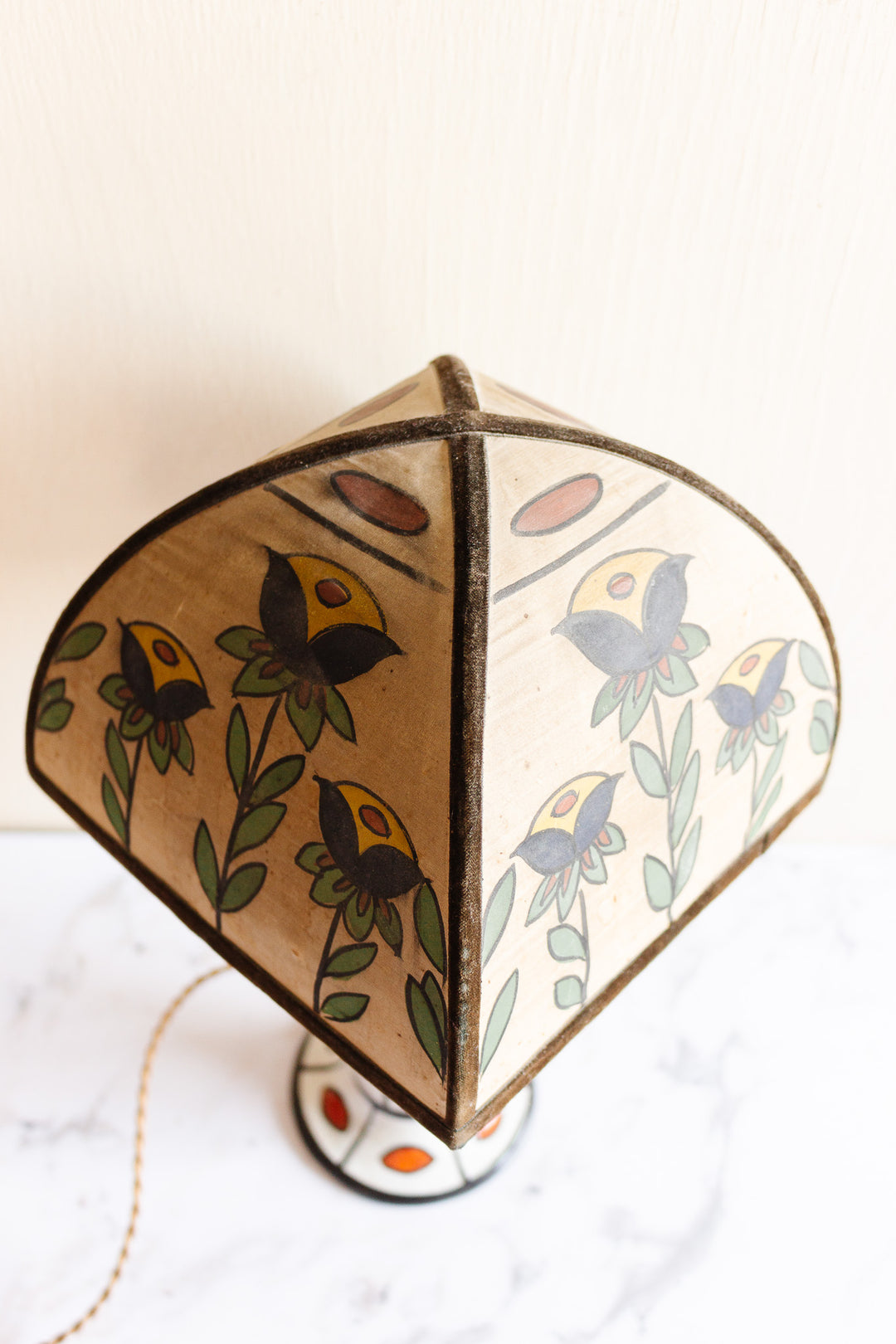 rare 1920s Henri Delcourt art deco ceramic lamp with matching shade