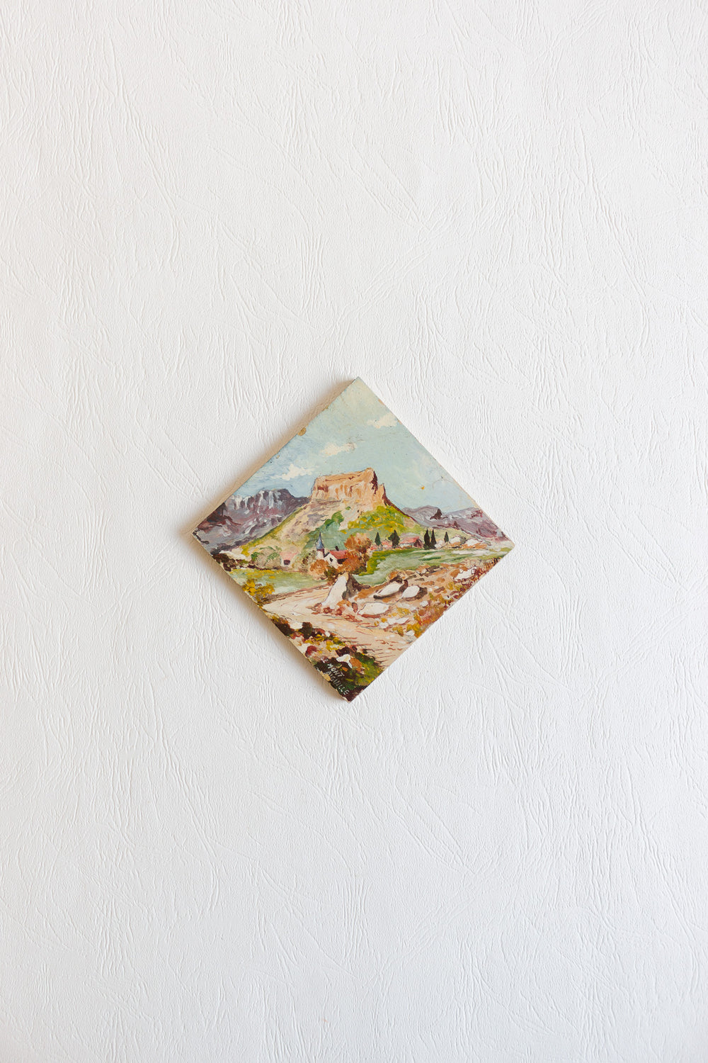 vintage french "mont aiguille" painted tile