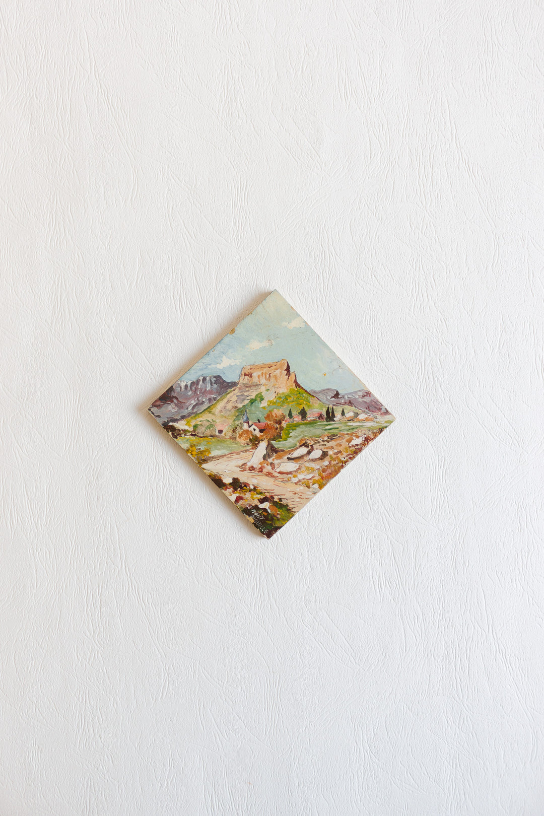 vintage french "mont aiguille" painted tile