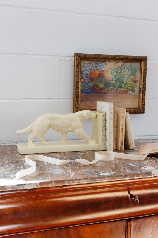 vintage french Odyssey Ivory ceramic retriever