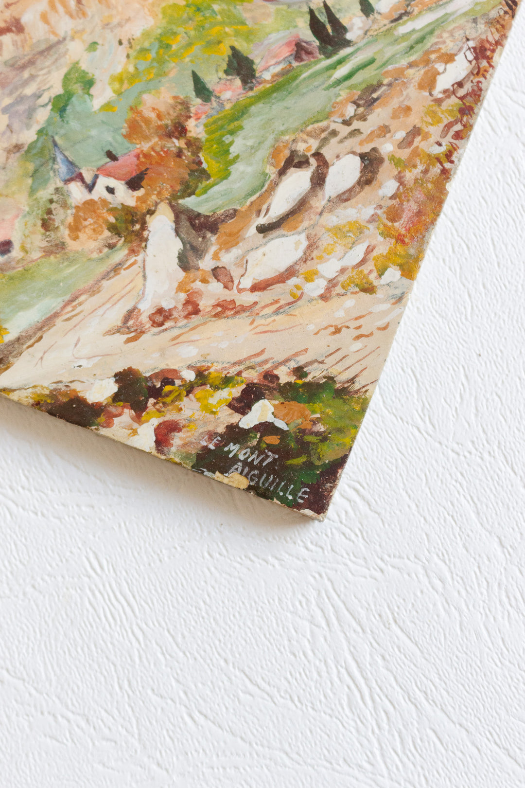 vintage french "mont aiguille" painted tile