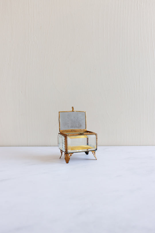 antique french beveled glass and ormolou 1889 Paris Expo souvenir bijoux casket