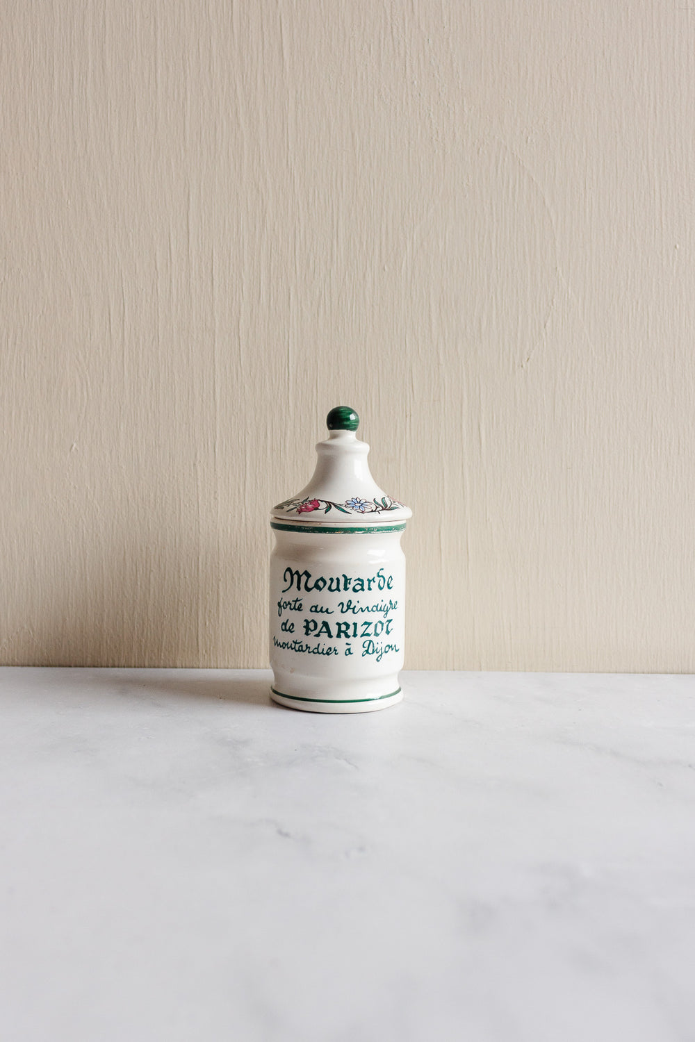 vintage french "moutarde de parizot" lidded mustard pot with spoon