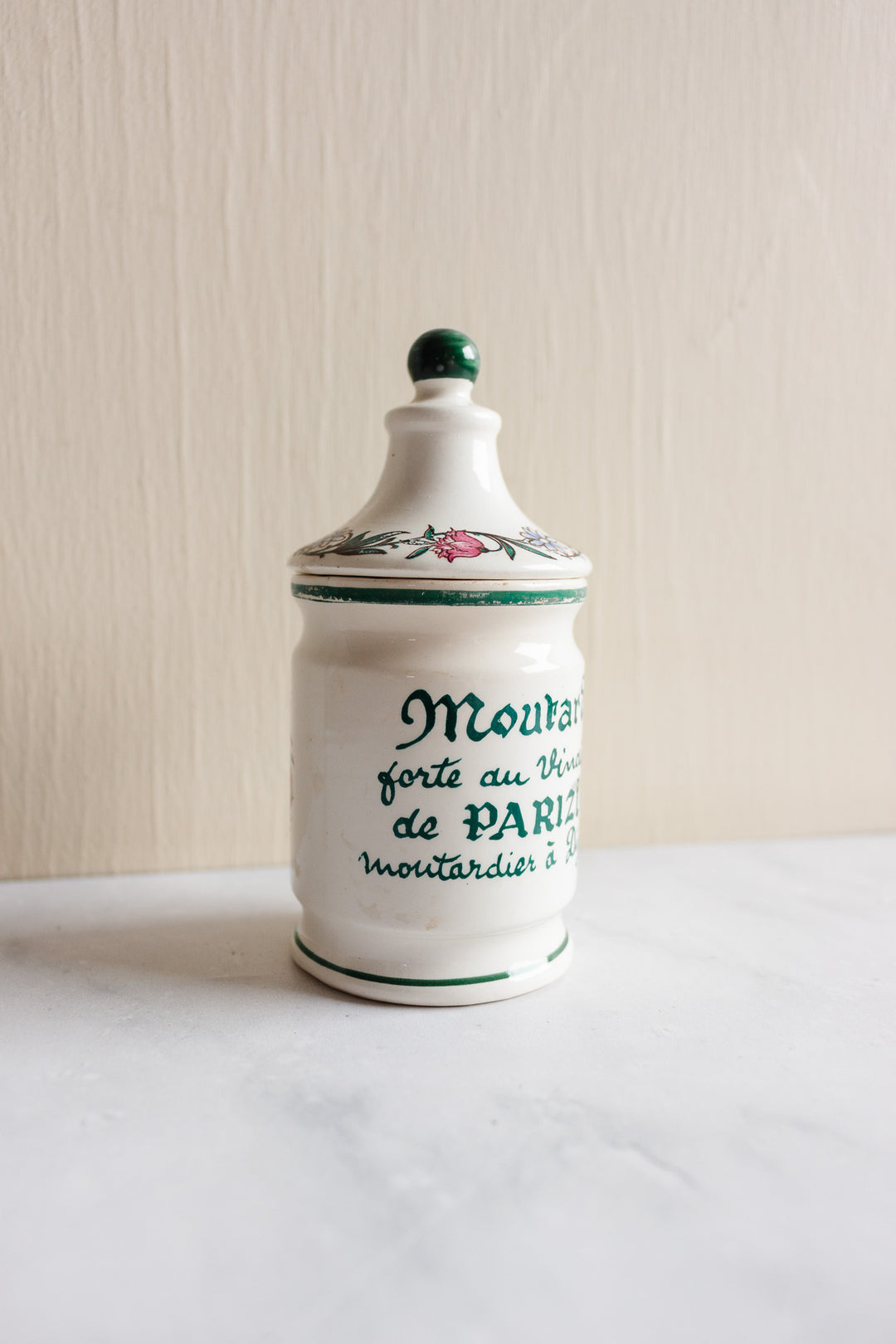 vintage french "moutarde de parizot" lidded mustard pot with spoon