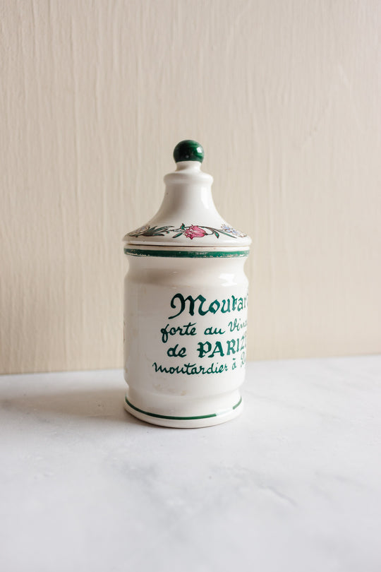 vintage french "moutarde de parizot" lidded mustard pot with spoon
