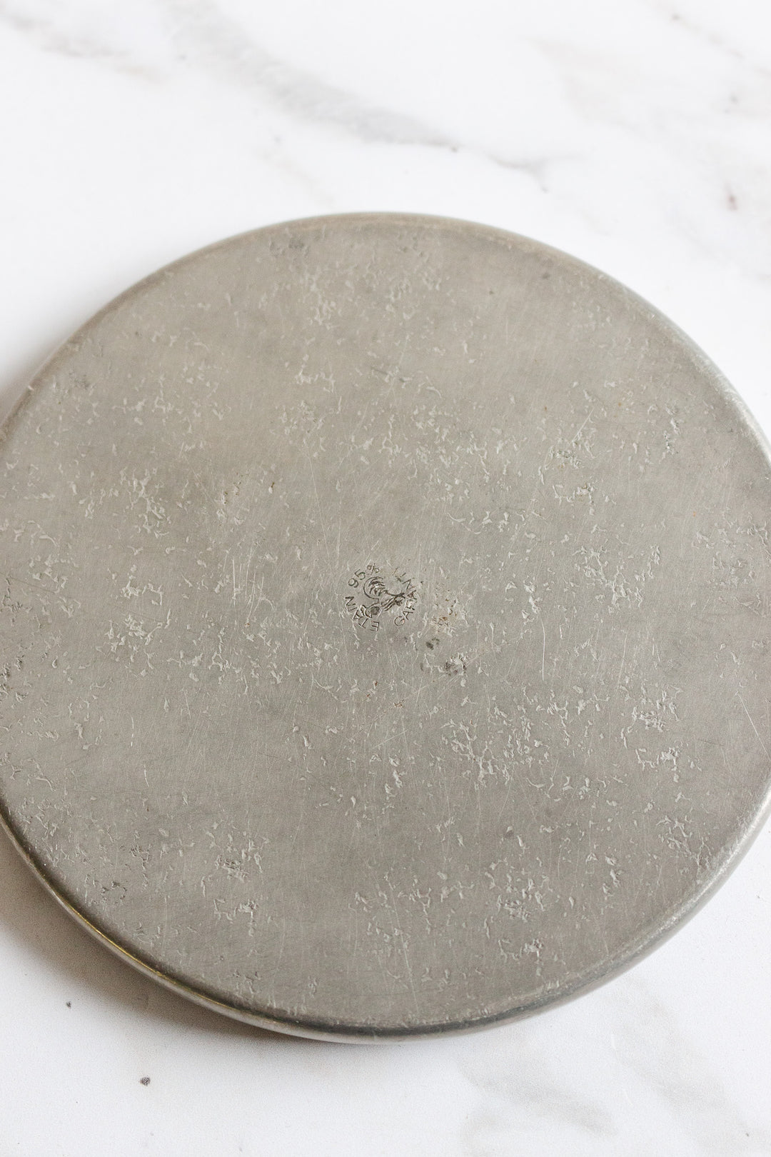 antique french porcelain and pewter "sous-verre" pair