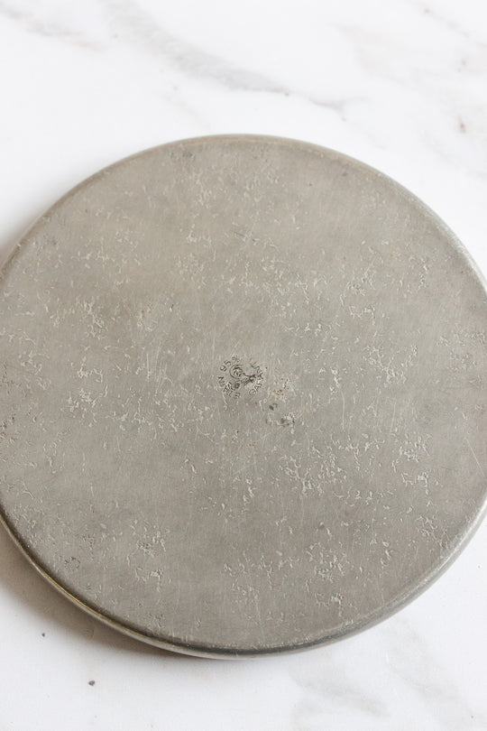 antique french porcelain and pewter "sous-verre" pair