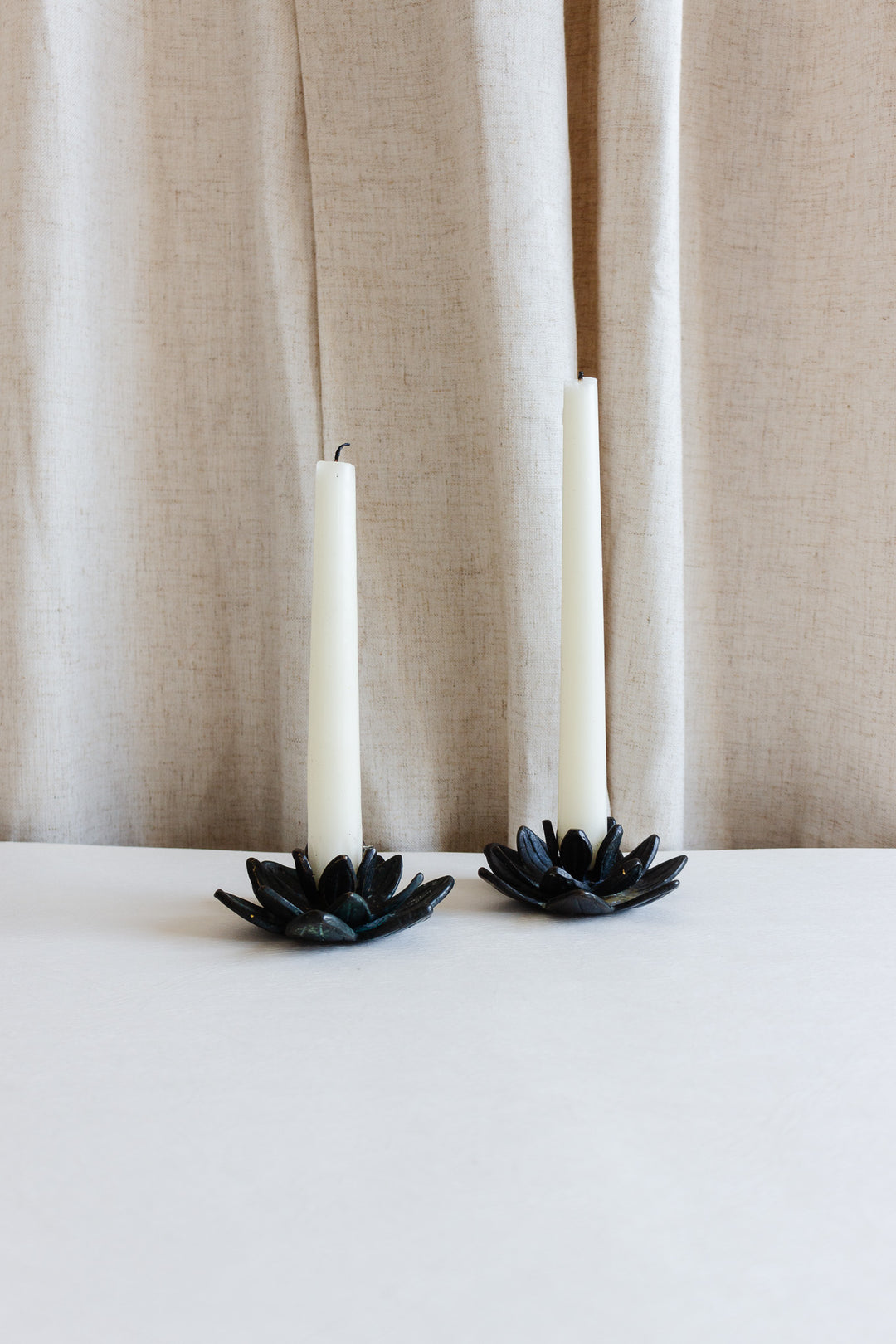 pair or vintage french floral candle holders