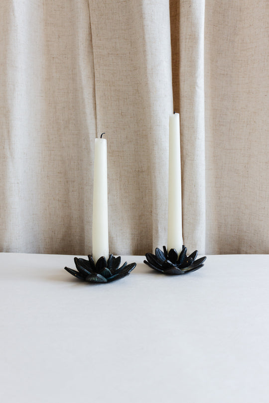 pair or vintage french floral candle holders
