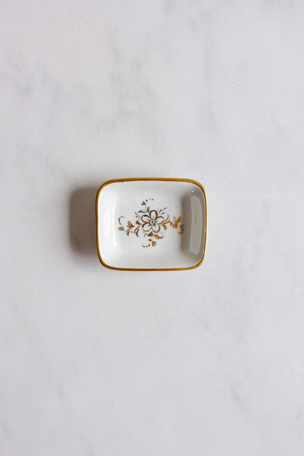 vintage french "porcelaine de france" white and gold trinket dish