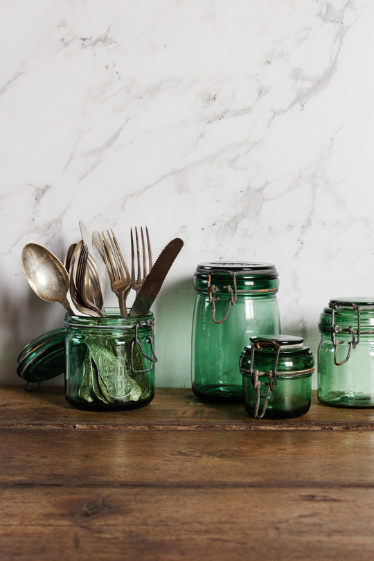 quintessentially french vintage green canning jar