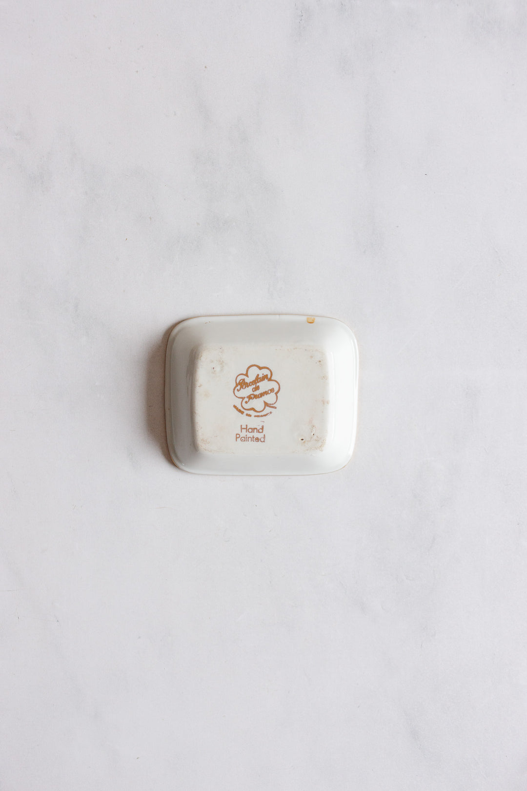 vintage french "porcelaine de france" white and gold trinket dish