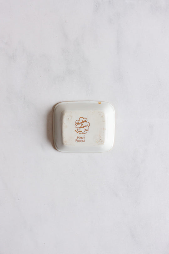 vintage french "porcelaine de france" white and gold trinket dish