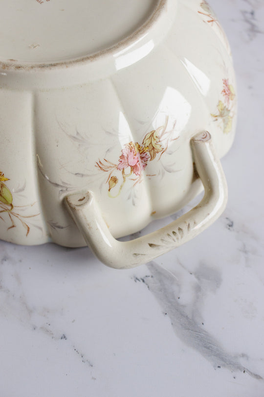 rare 1880s french luneville ruffled polychrome "pavot" serving dish