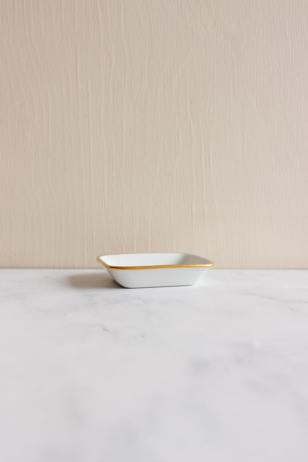 vintage french "porcelaine de france" white and gold trinket dish