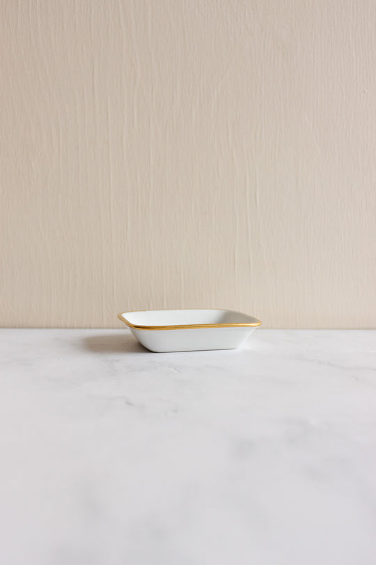 vintage french "porcelaine de france" white and gold trinket dish