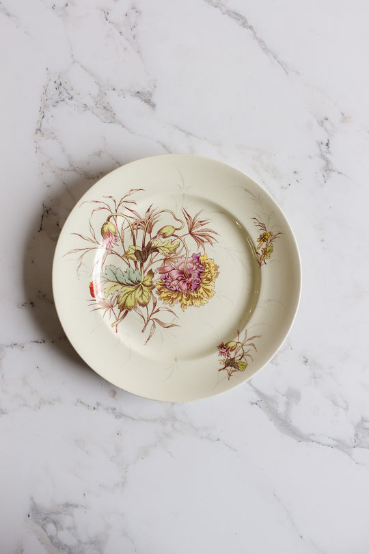 rare 1880s luneville polychrome "pavot" floral plate