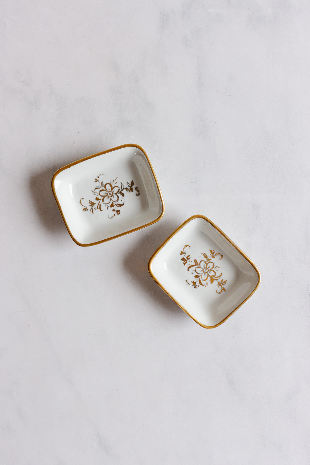 vintage french "porcelaine de france" white and gold trinket dish