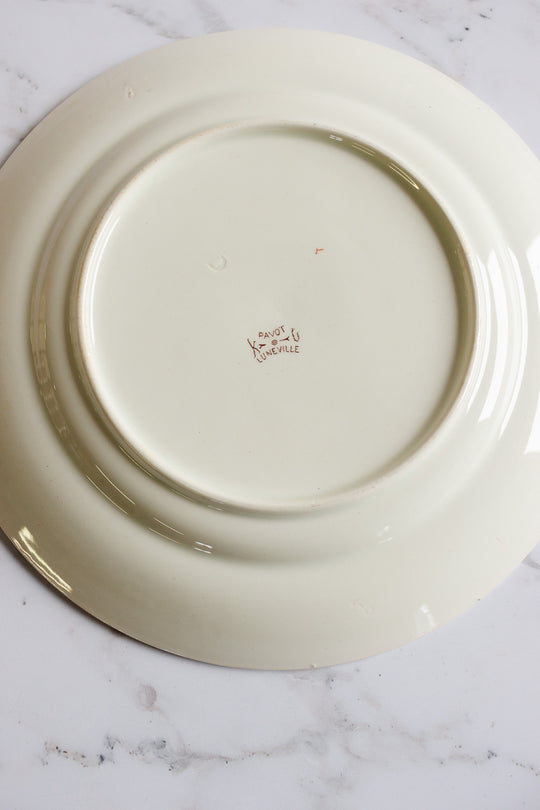rare 1880s luneville polychrome "pavot" floral plate