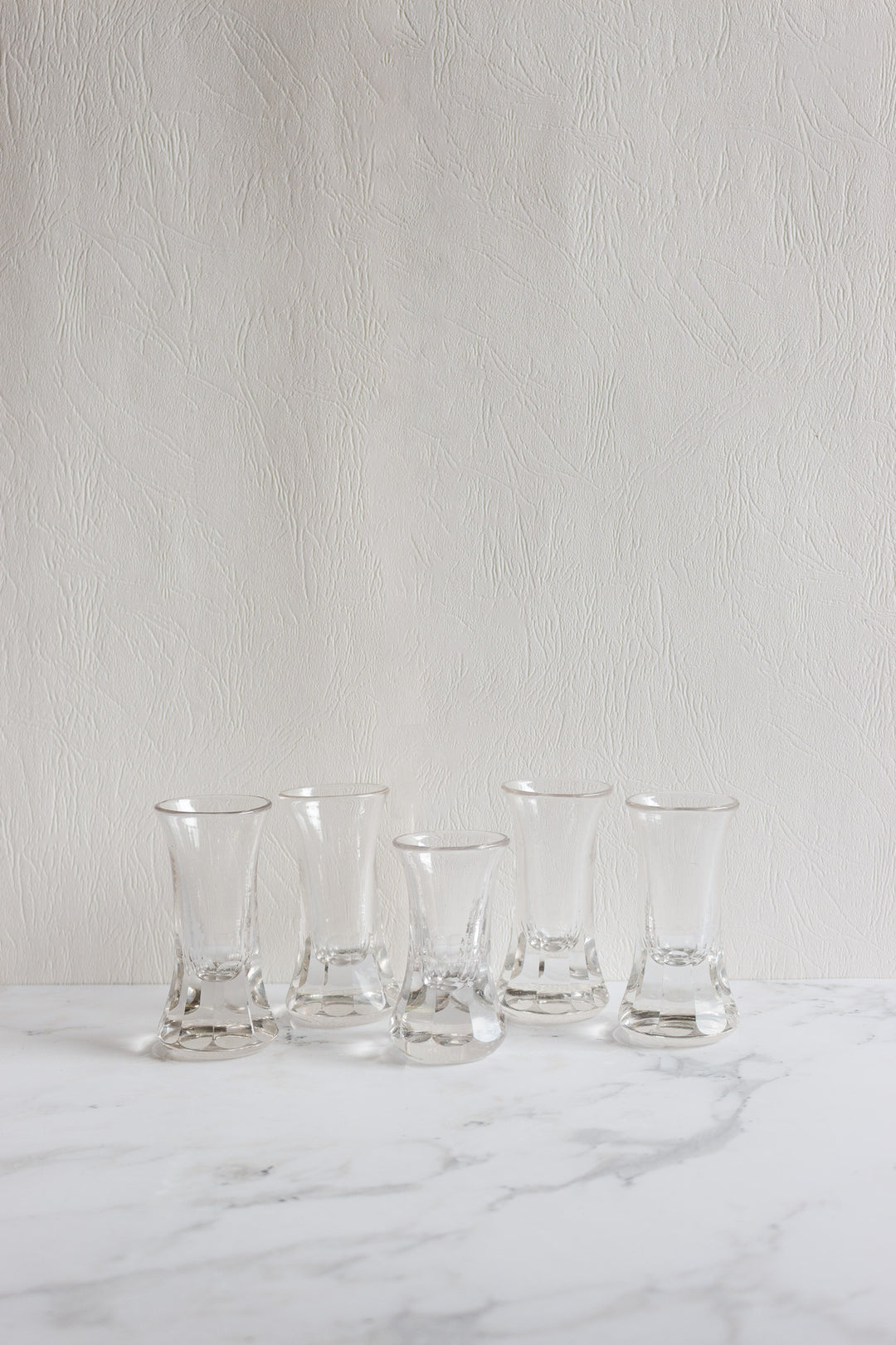 set of 5 thick blown absinthe glasses