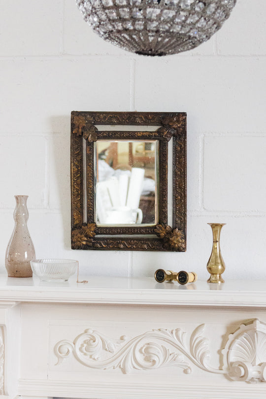 antique french repousse mirror