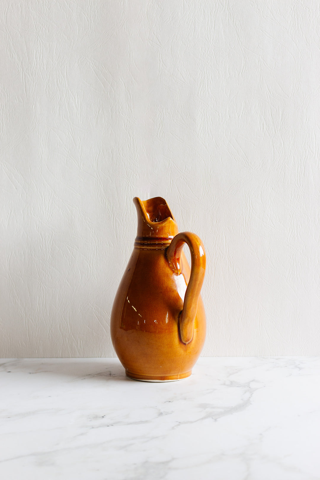 vintage french stoneware pitcher with flared spout