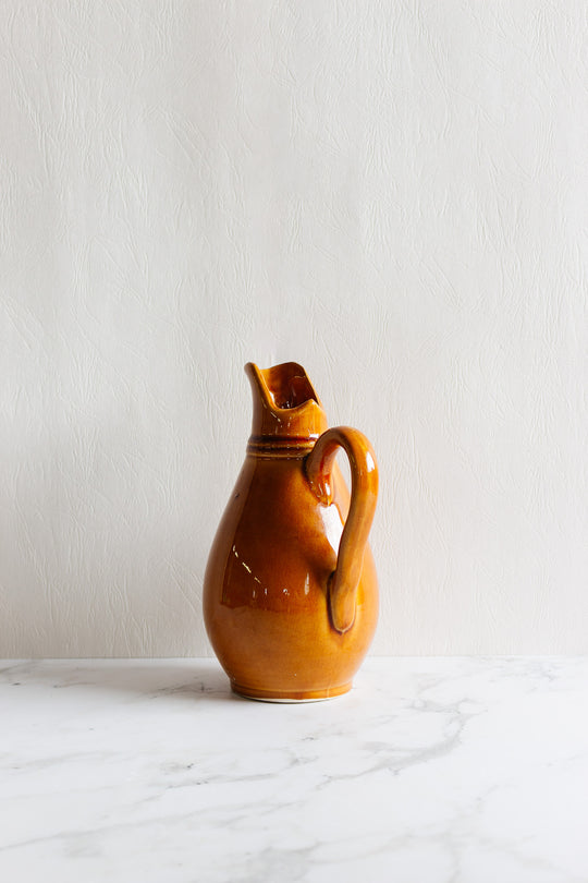 vintage french stoneware pitcher with flared spout