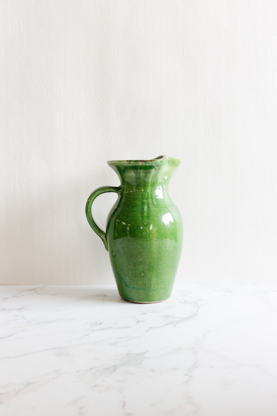 antique french green stoneware pitcher