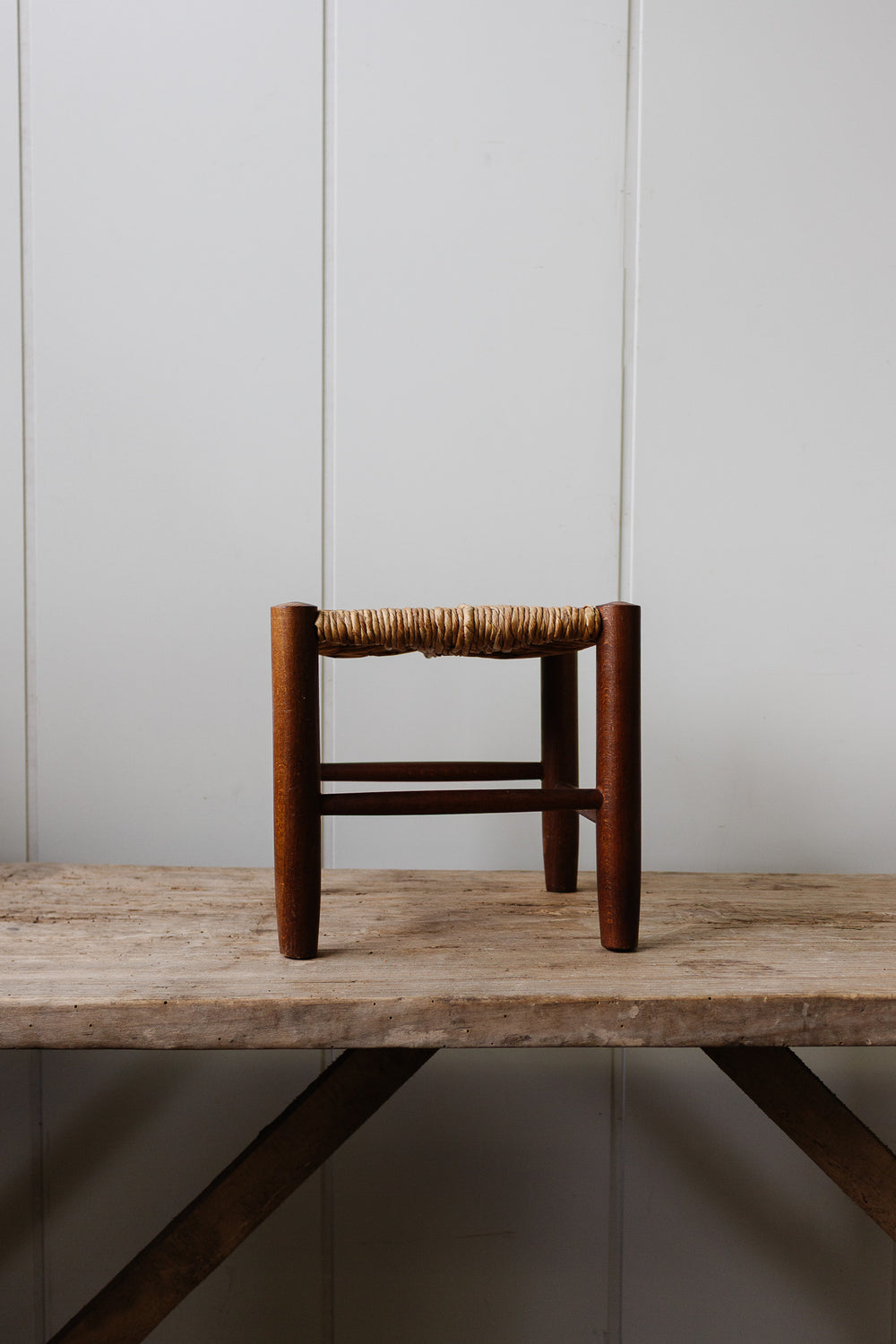 midcentury french rush seat stool