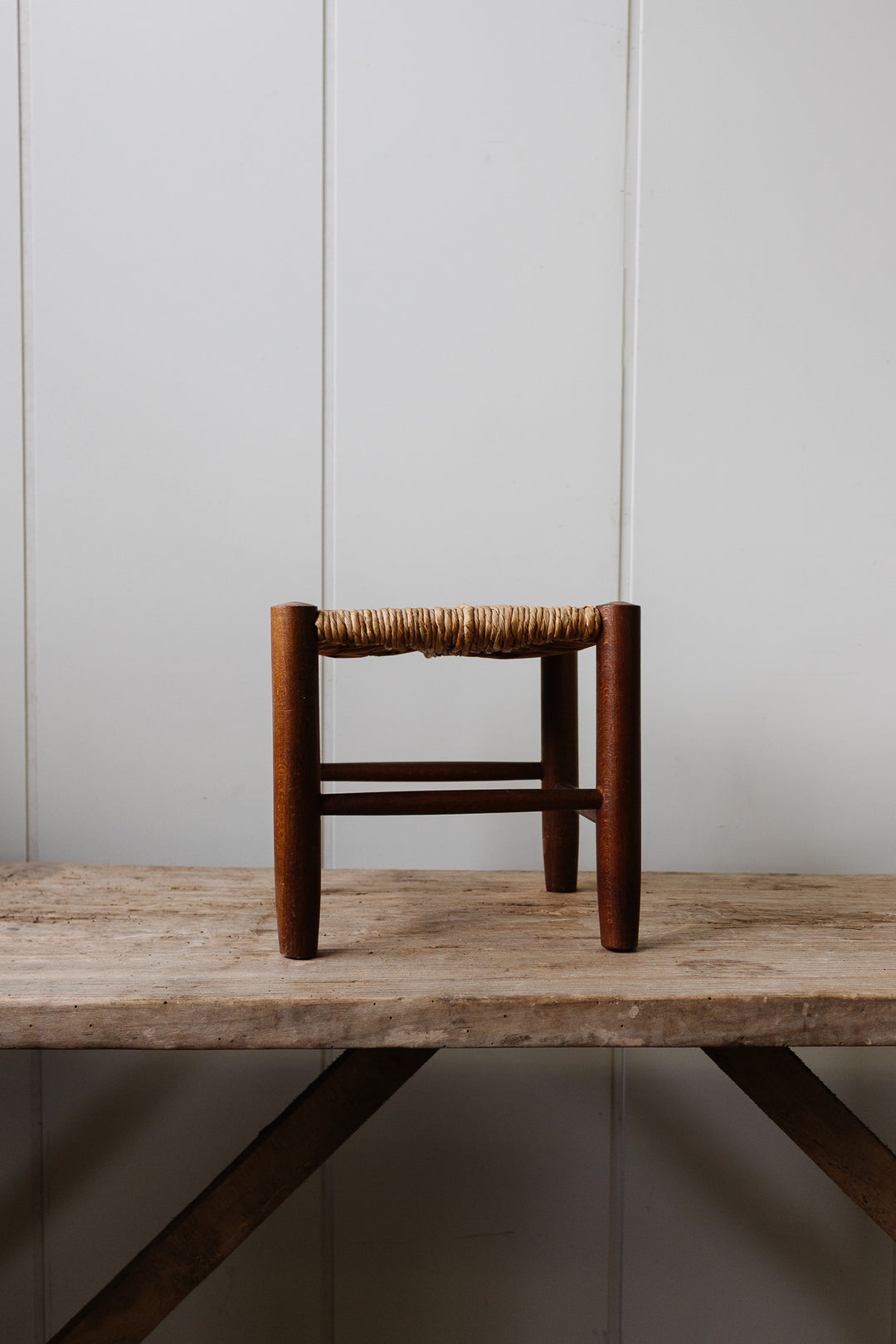 midcentury french rush seat stool