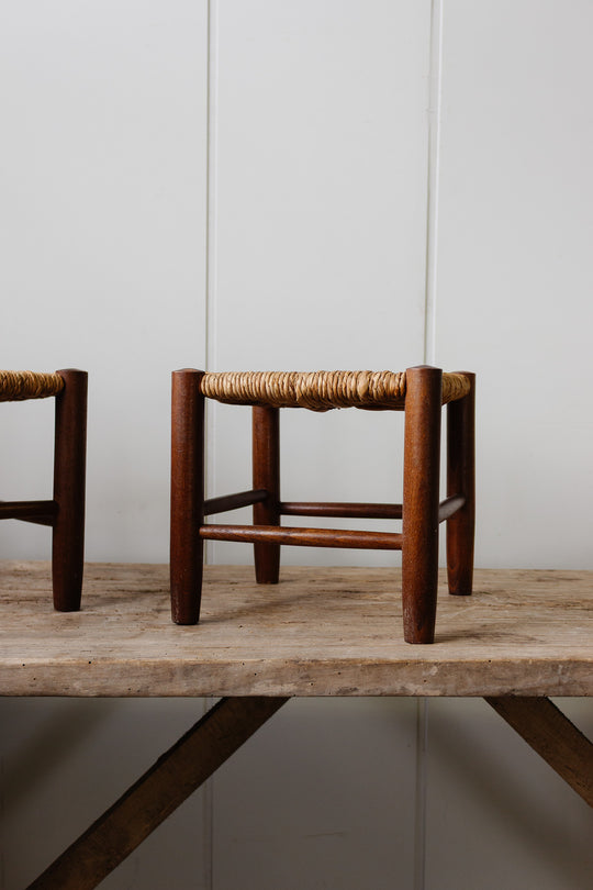 midcentury french rush seat stool
