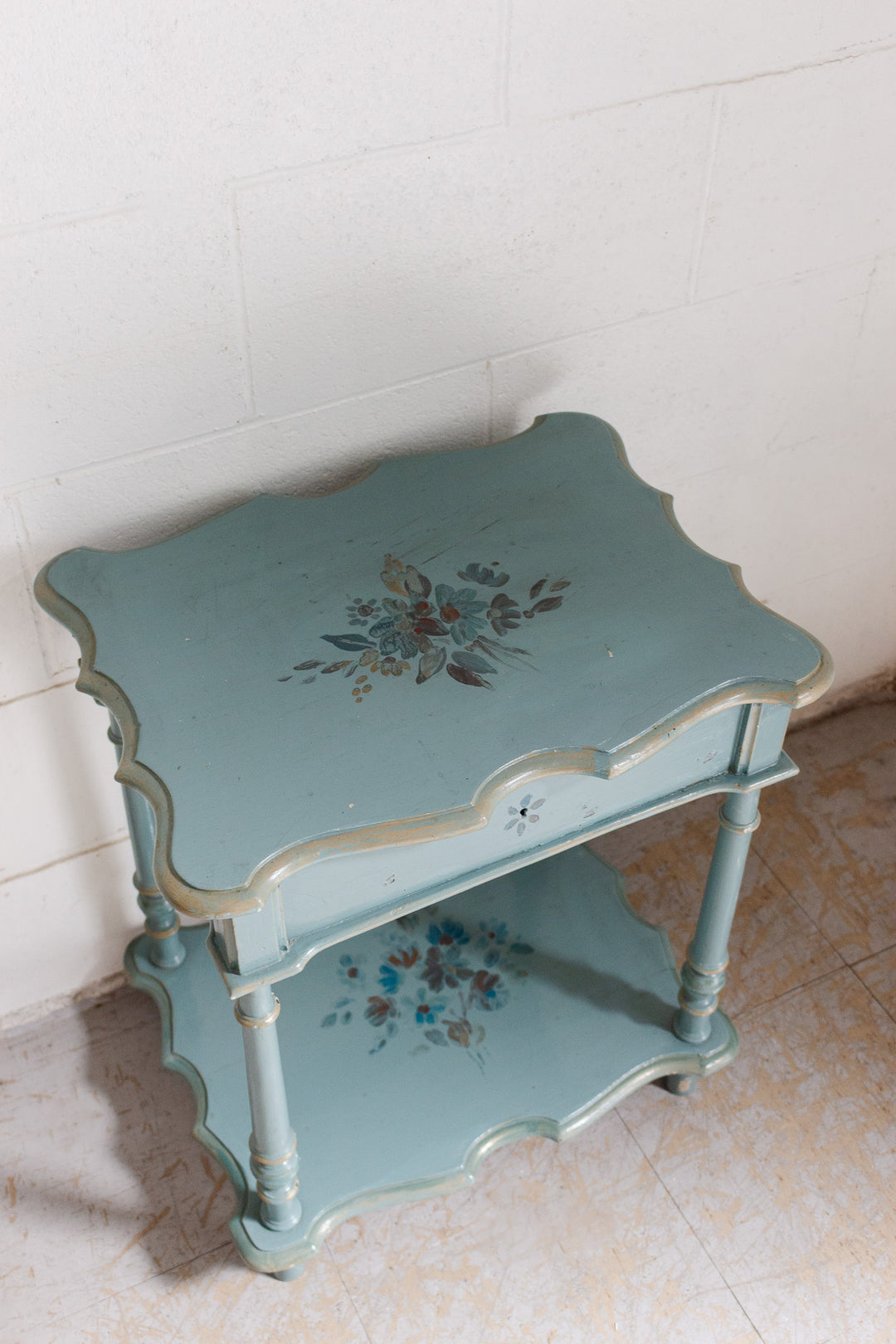 vintage french robin's egg blue "table à ouvrage"