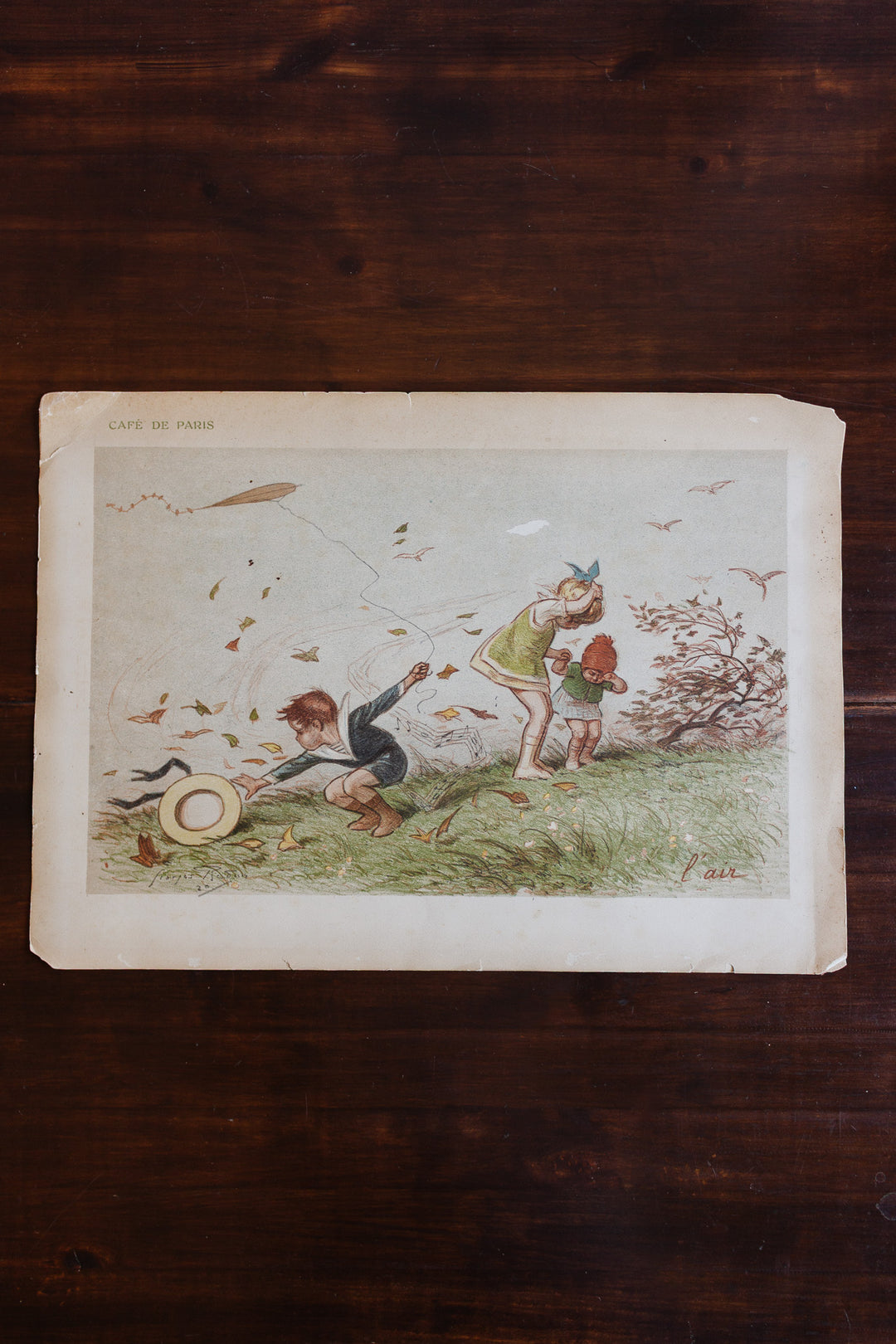 antique french "café de paris" handwritten menu dated 1923