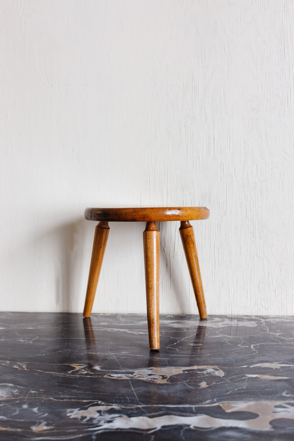 midcentury french petite wood stool