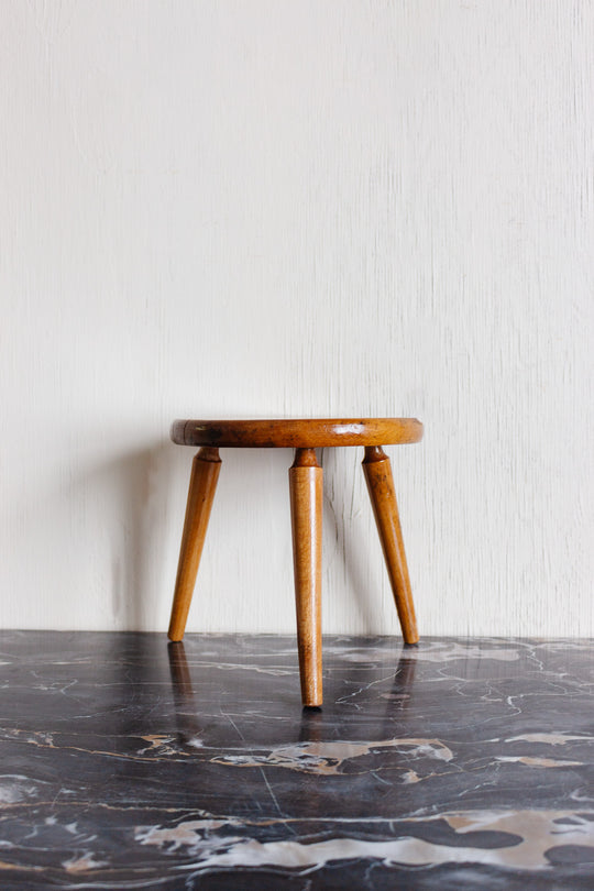 midcentury french petite wood stool