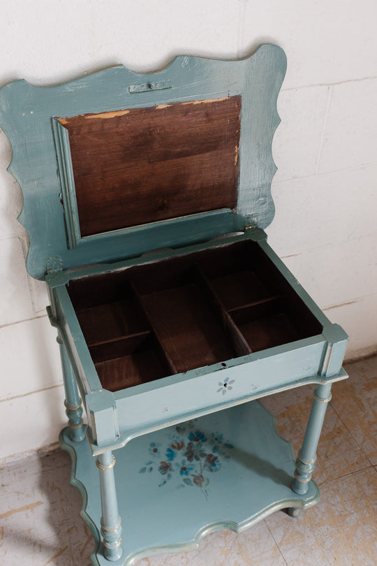 vintage french robin's egg blue "table à ouvrage"
