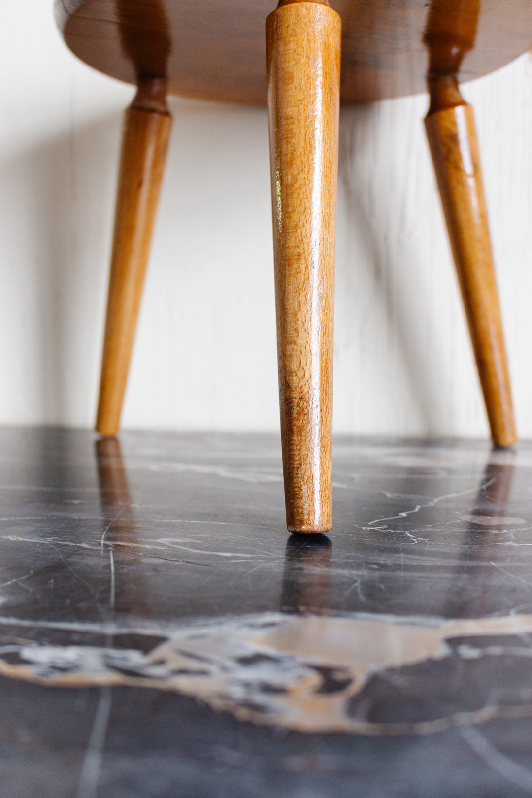 midcentury french petite wood stool