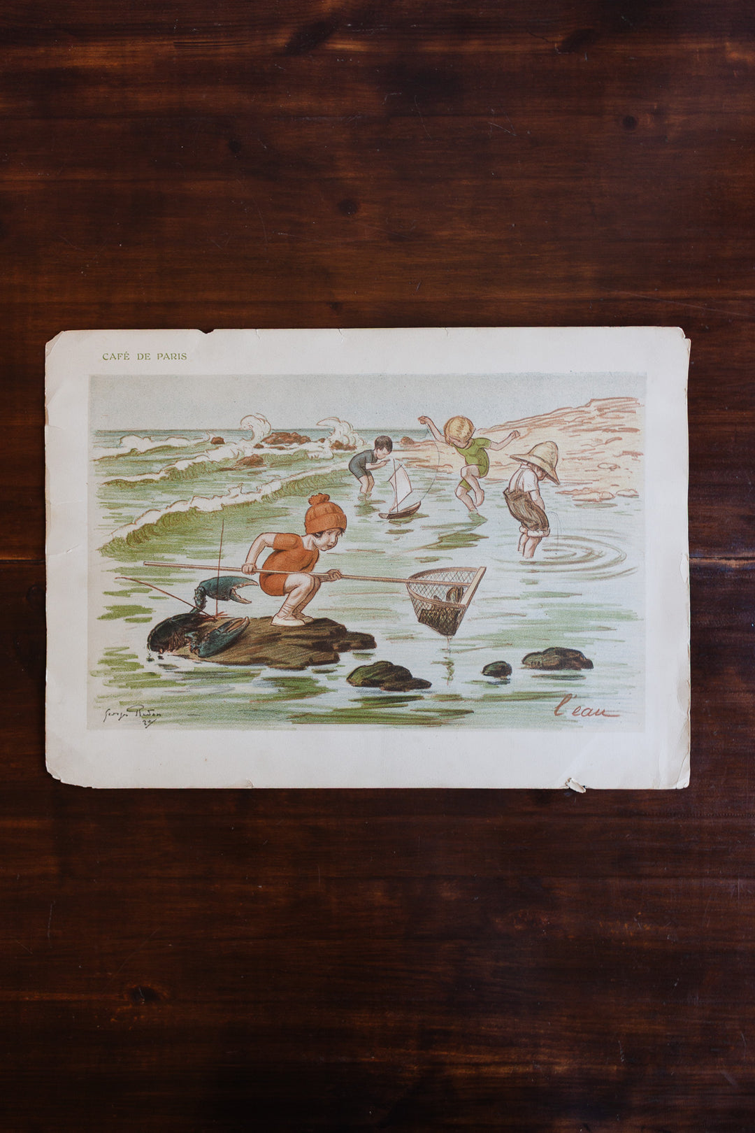 antique french "café de paris" handwritten menu dated 1923
