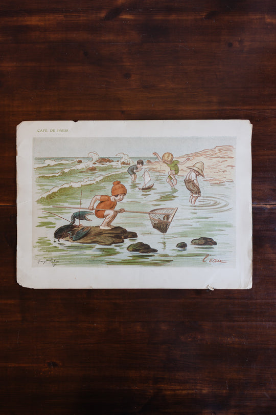 antique french "café de paris" handwritten menu dated 1923