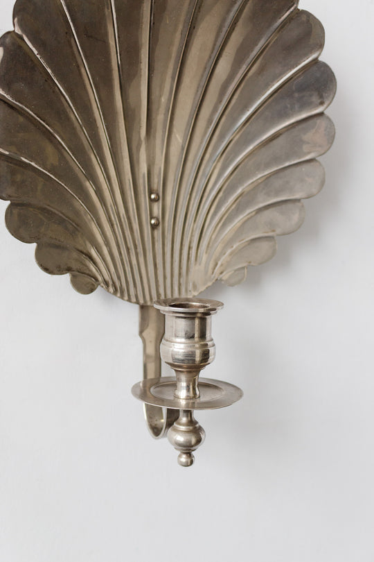 pair of large vintage french brass coquillage sconces