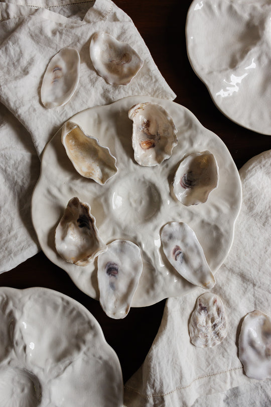 vintage french porcelain oyster plates, set of 3