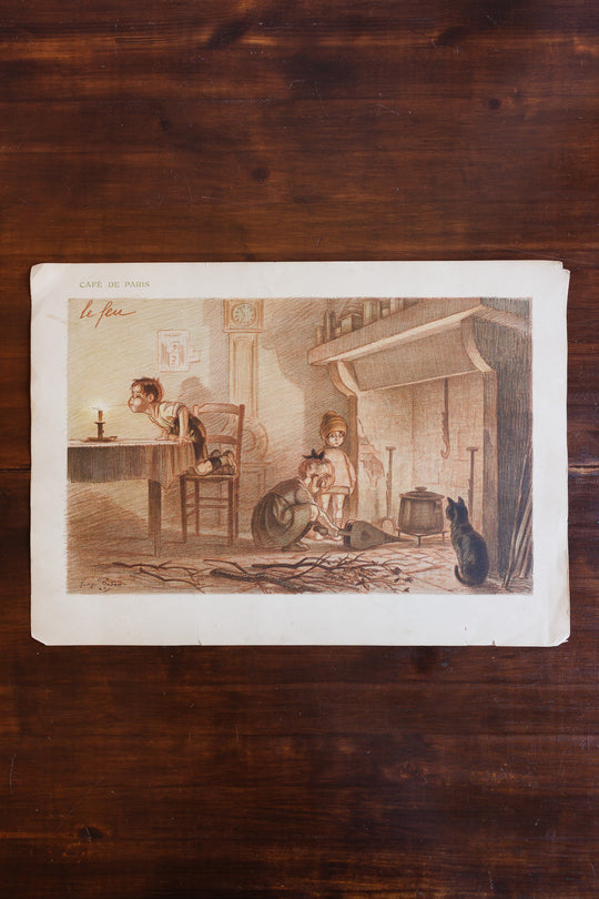 antique french "café de paris" handwritten menu dated 1923