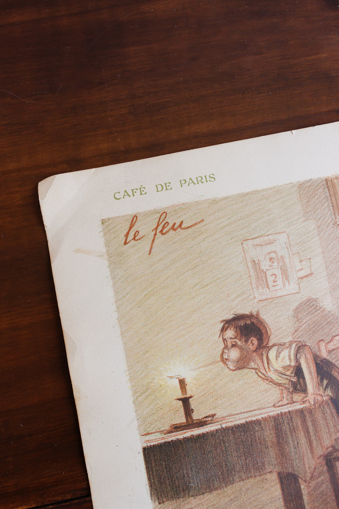 antique french "café de paris" handwritten menu dated 1923