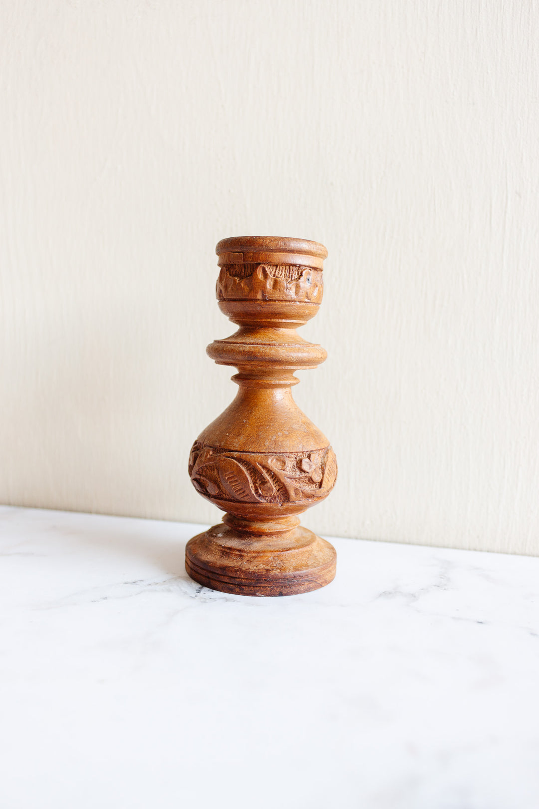 vintage german hand carved turned candlestick