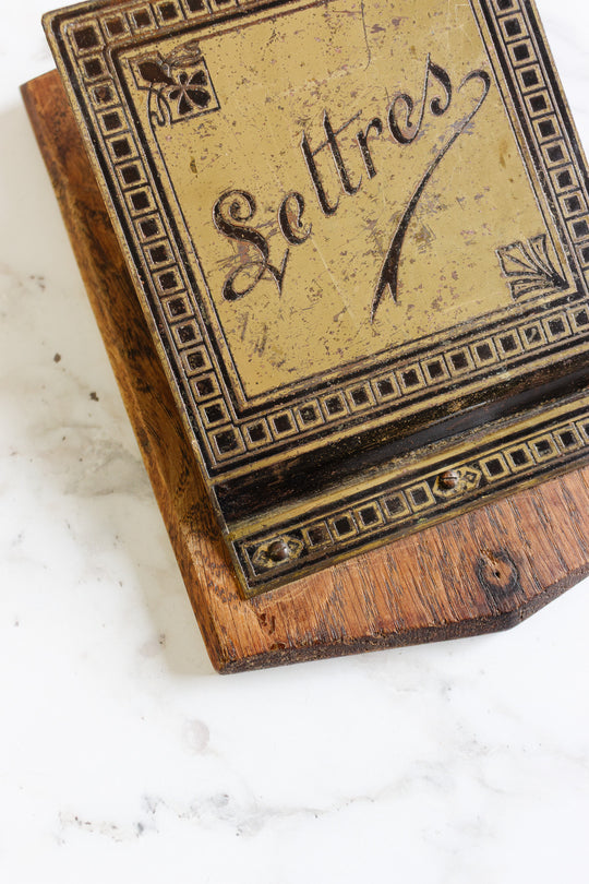 vintage french wood and brass wall mounted "lettres" holder
