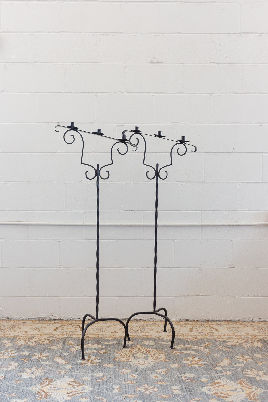 vintage Italian wrought iron altar candelabras