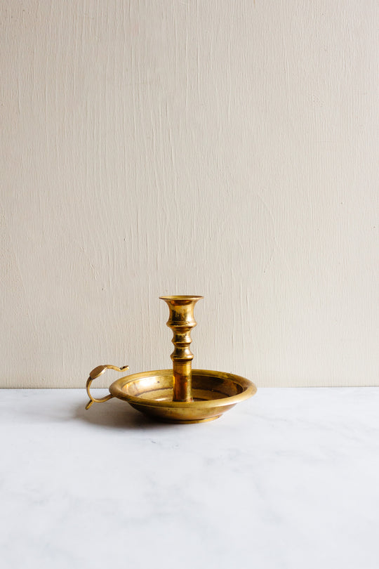 vintage french large brass chamberstick