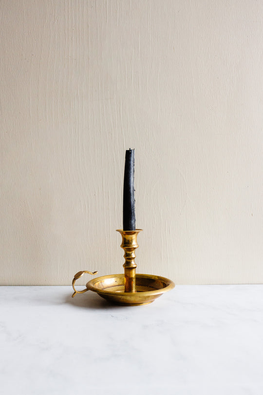 vintage french large brass chamberstick