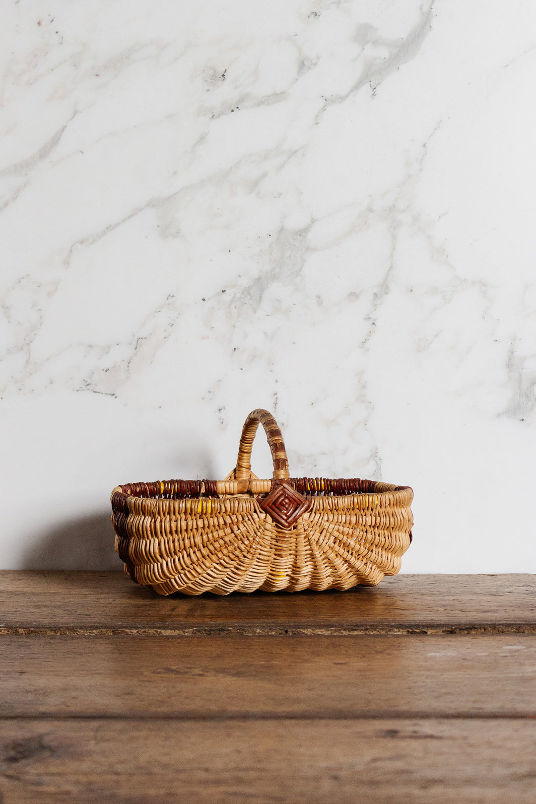 vintage french two-tone willow basket