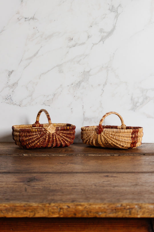 vintage french two-tone willow basket